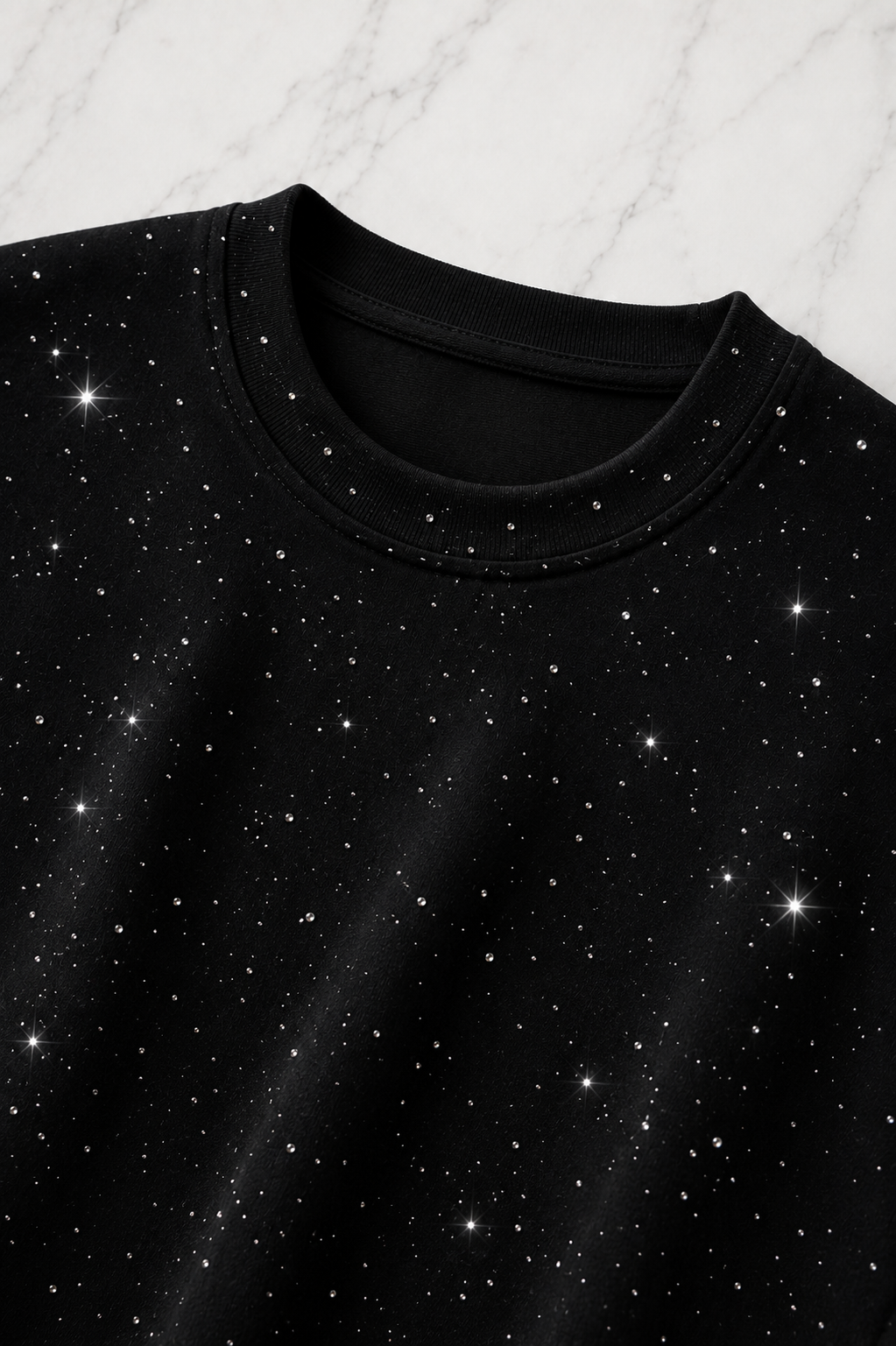 Siyah Shine Parıltılı Simli Oversize Unisex T-shirt