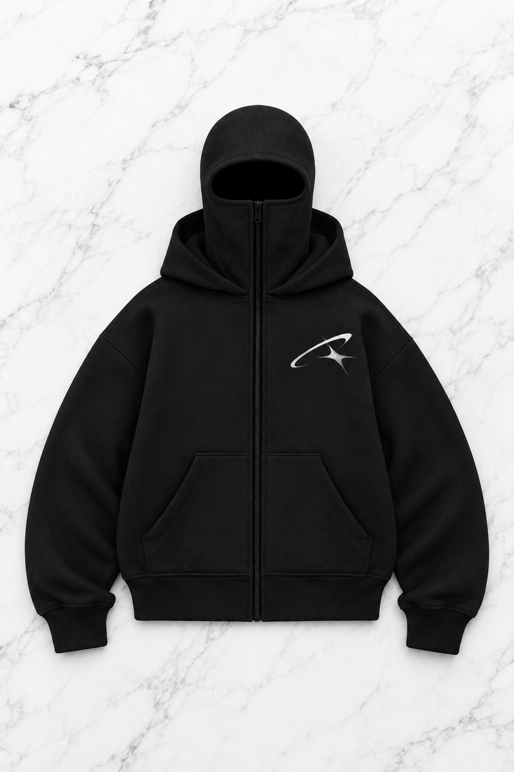 Siyah Unisex Kar Maskeli Crisa Lisa Baskılı Oversize Hırka