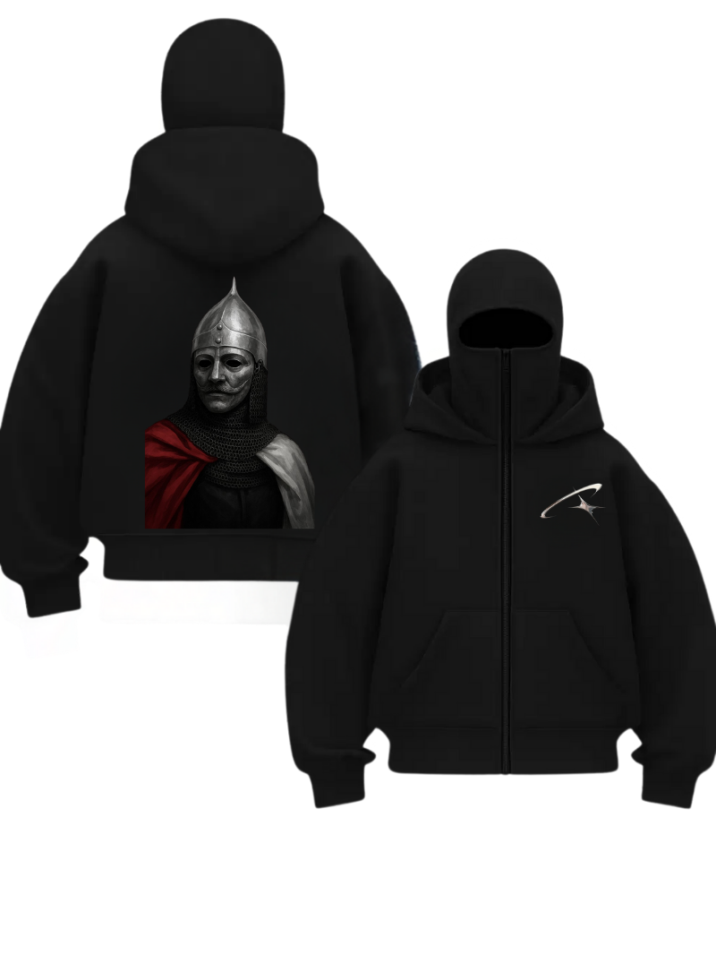 Siyah Unisex Kar Maskeli Empirates King Baskılı Oversize Hırka