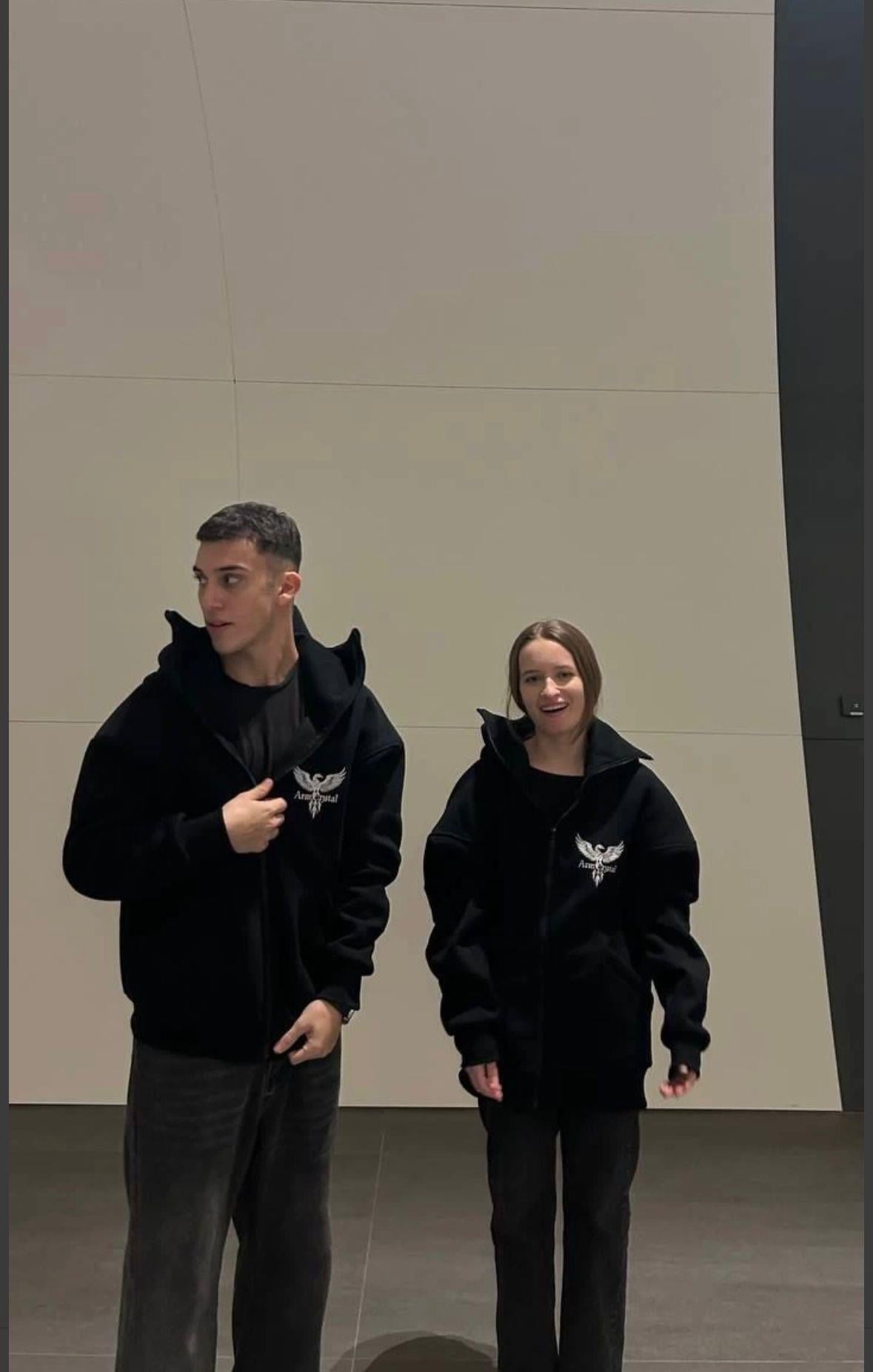 Siyah Unisex Kar Maskeli Kapüşonlu Oversize Hırka 