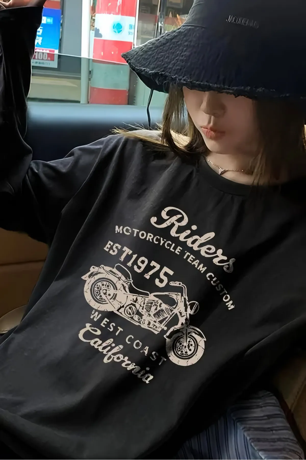 Siyah Unisex Riders Est1975 Uzun Kol T-Shirt