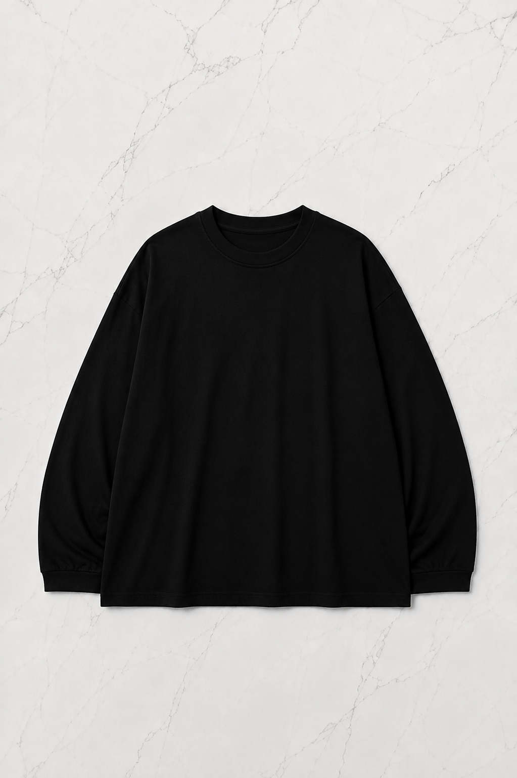 Siyah Unisex Sırt Baskılı Cherry Uzun Kol T-Shirt