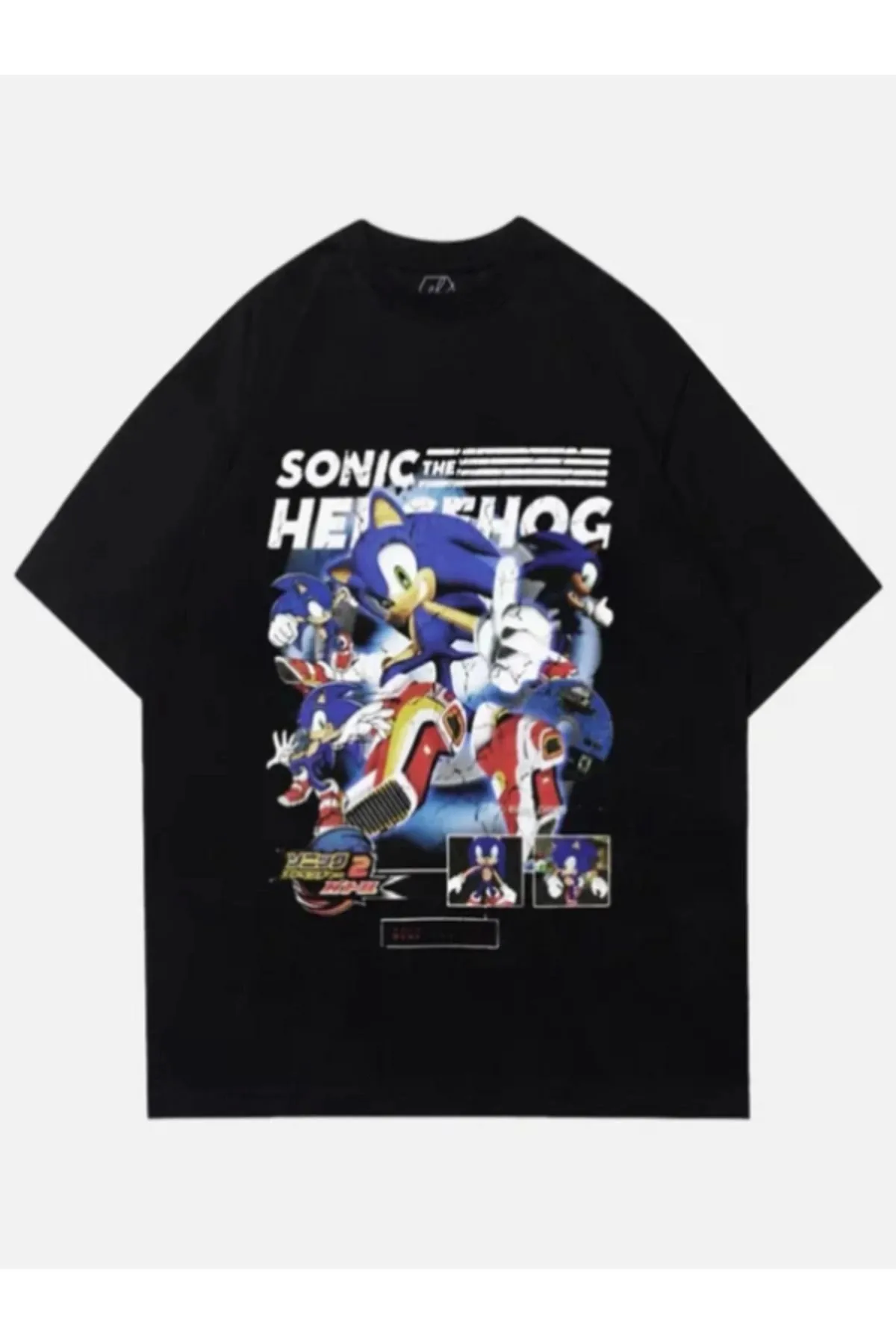 Siyah Unisex Sonic The Hedgehogs T-Shirt