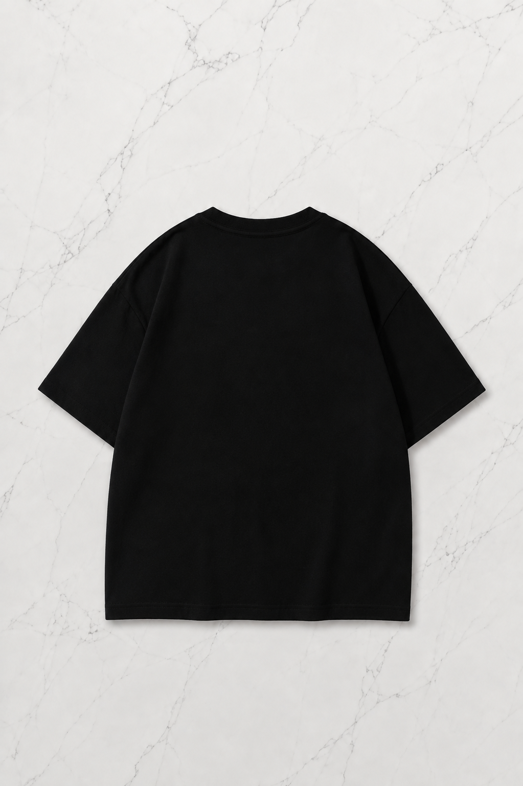 Siyah Virgin Mary Baskılı Kısa Kol Oversize T-Shirt