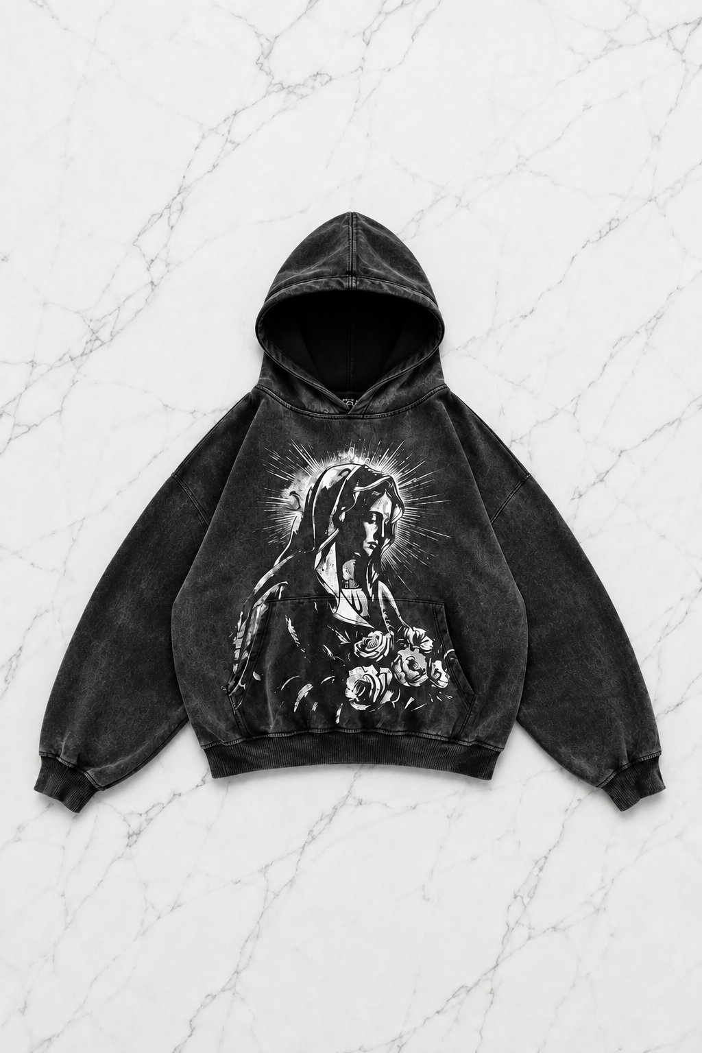 Siyah Women Sparklıng Flower Gothic Kapüşonlu Sweatshirt