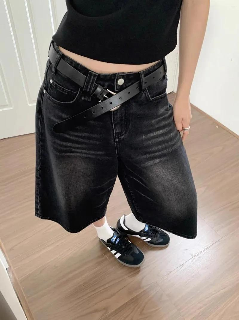 Siyah Yıkamalı Kumaş Y2K Unisex Baggy Oversize Kalıp Kot Pantolon Şort