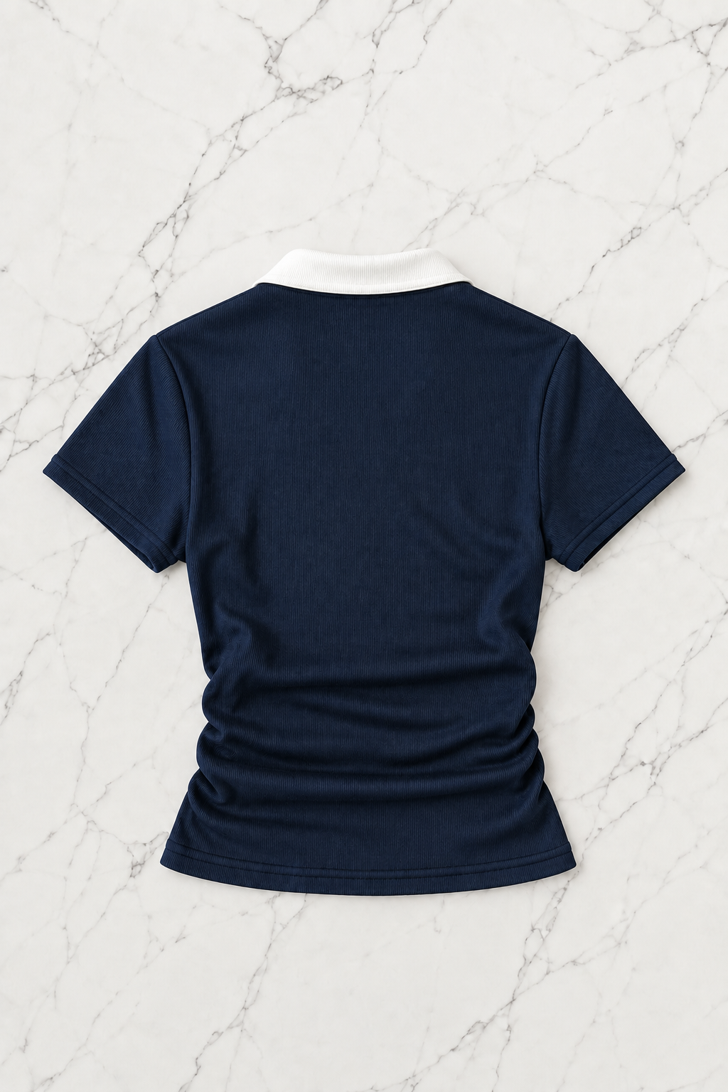 Solo Polo Yaka Lacivert Beyaz Yakalı Bluz