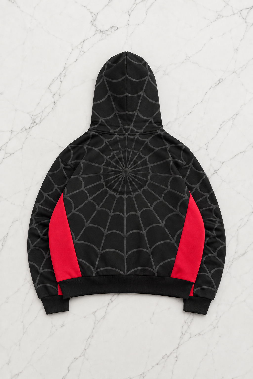 Spider Web Black Kabartma Baskılı Full Zip Hırka ( 3 İplik )