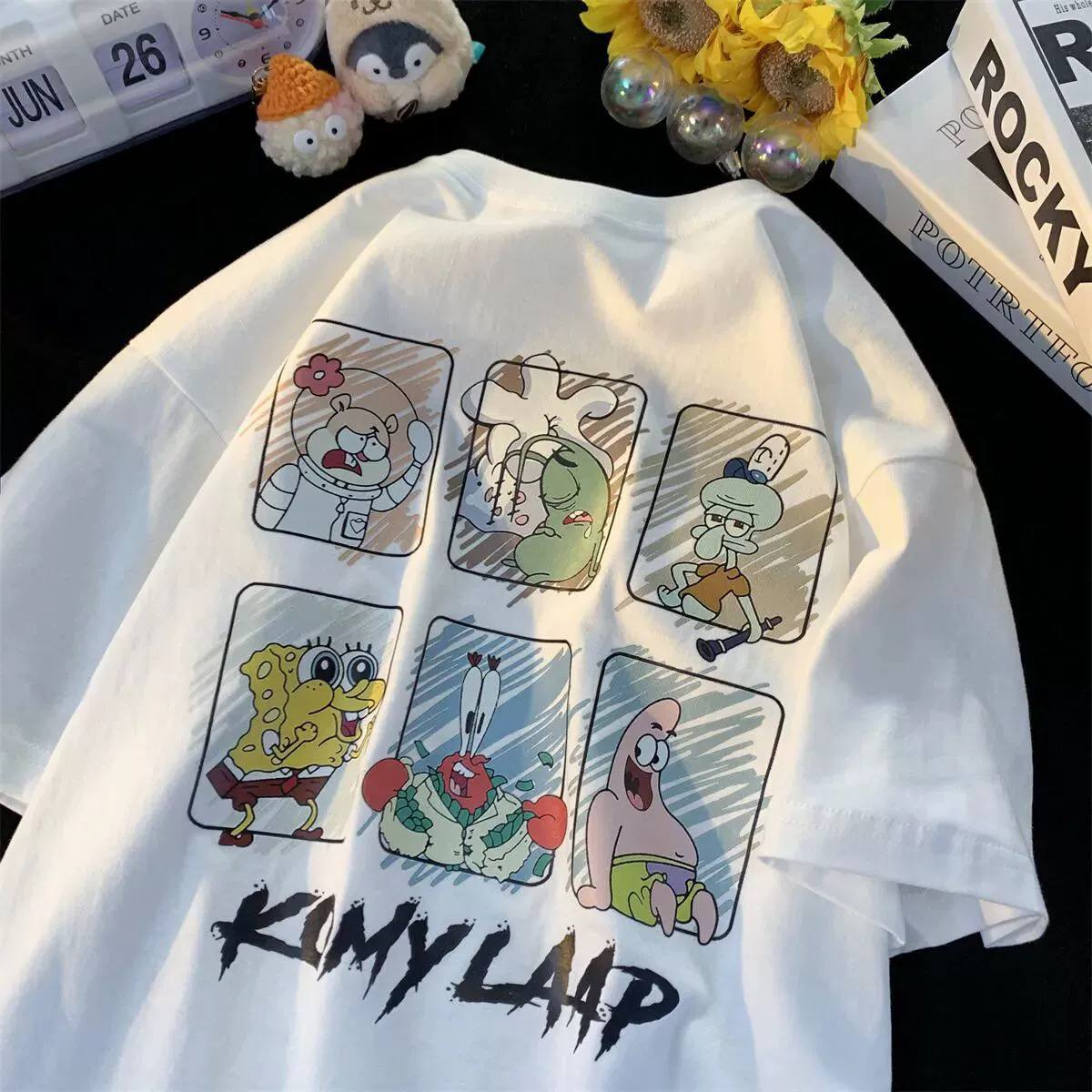 Sponge Bob Karikatür Detaylı Oversize Unisex T-shirt