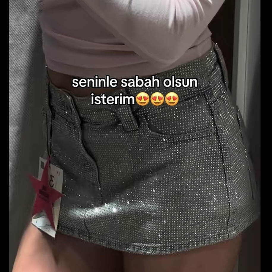 Star Luxy Diamond Taşlı Şort Etek