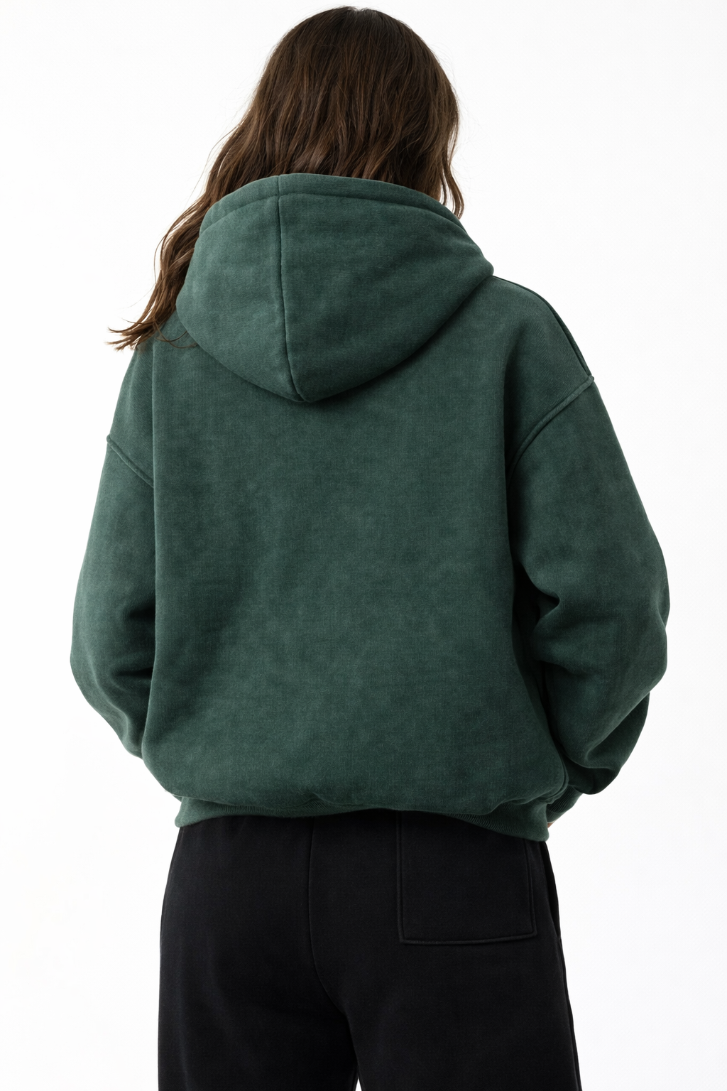 Star Washed Yeşil Unisex Oversize Zip Hoodie