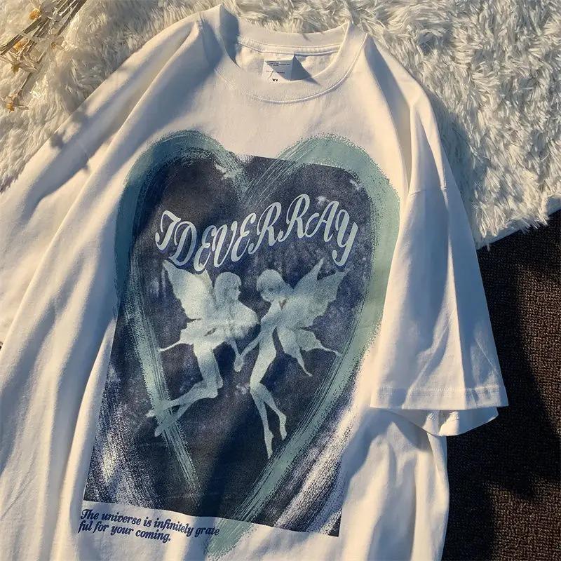 Beyaz Two Angels Oversize Unisex T-shirt