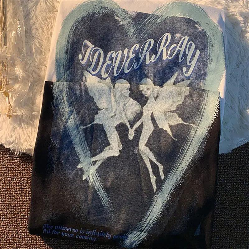 Beyaz Two Angels Oversize Unisex T-shirt