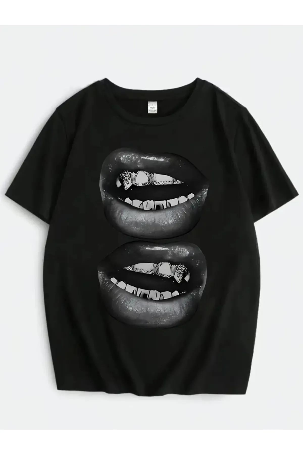 Two Lips Baskılı Unisex Oversize T-shirt