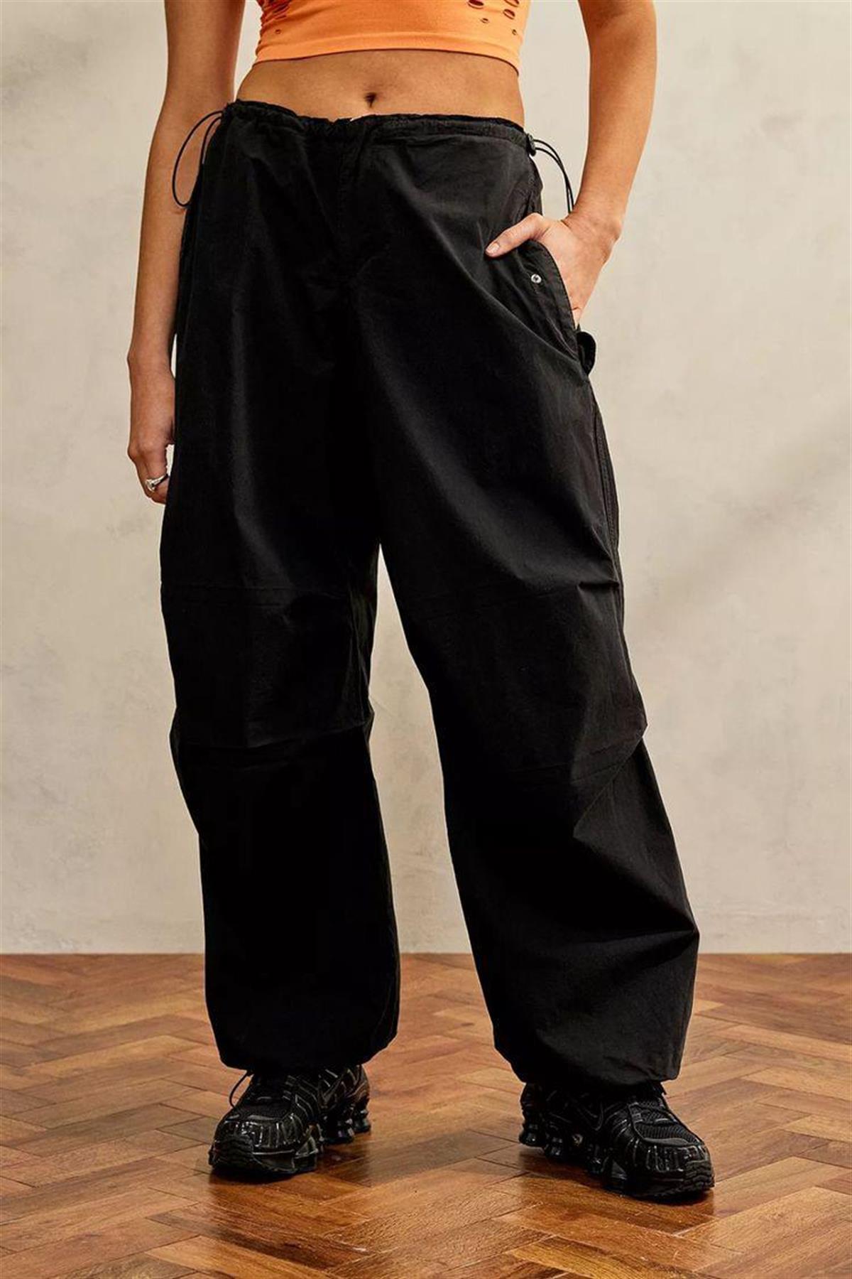 Unisex Haki Yeşil Tactical Baggy Bol Kalıp Bel Lastikli Oversize Pantolon