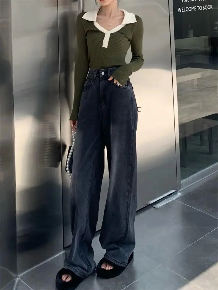 Vintage Siyah Taşlanmış Vintage Kot Pantolon