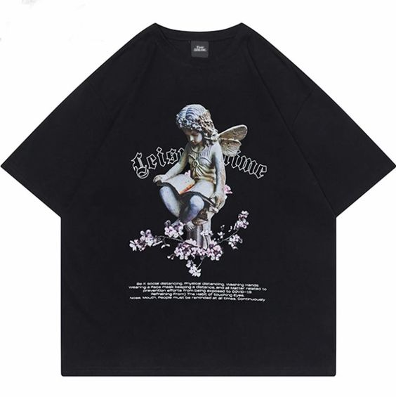 World Angel Detaylı Oversize Unisex T-shirt