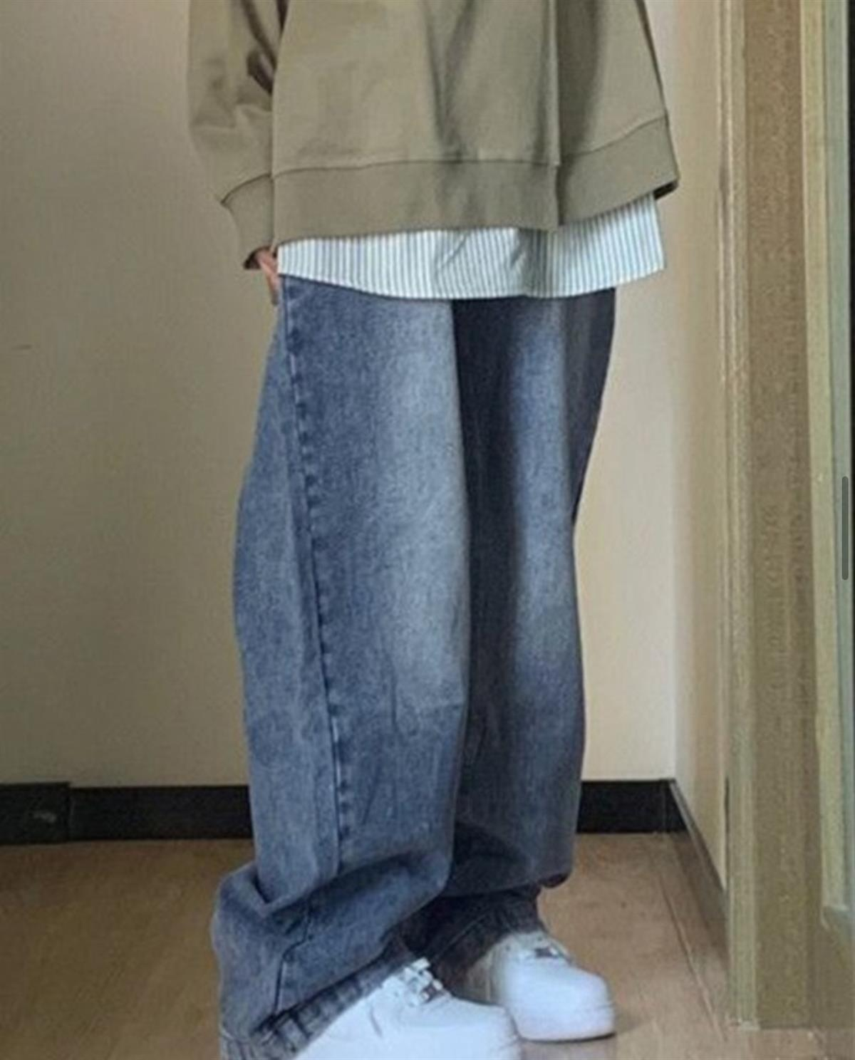 Y2k Mavi Yıkamalı Baggy Jean Bol Paça Pantolon