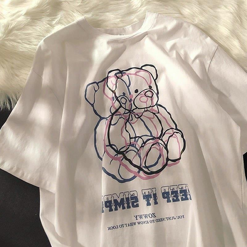 Y2k Bear Deiro Beyaz Unisex Oversize Tshirt