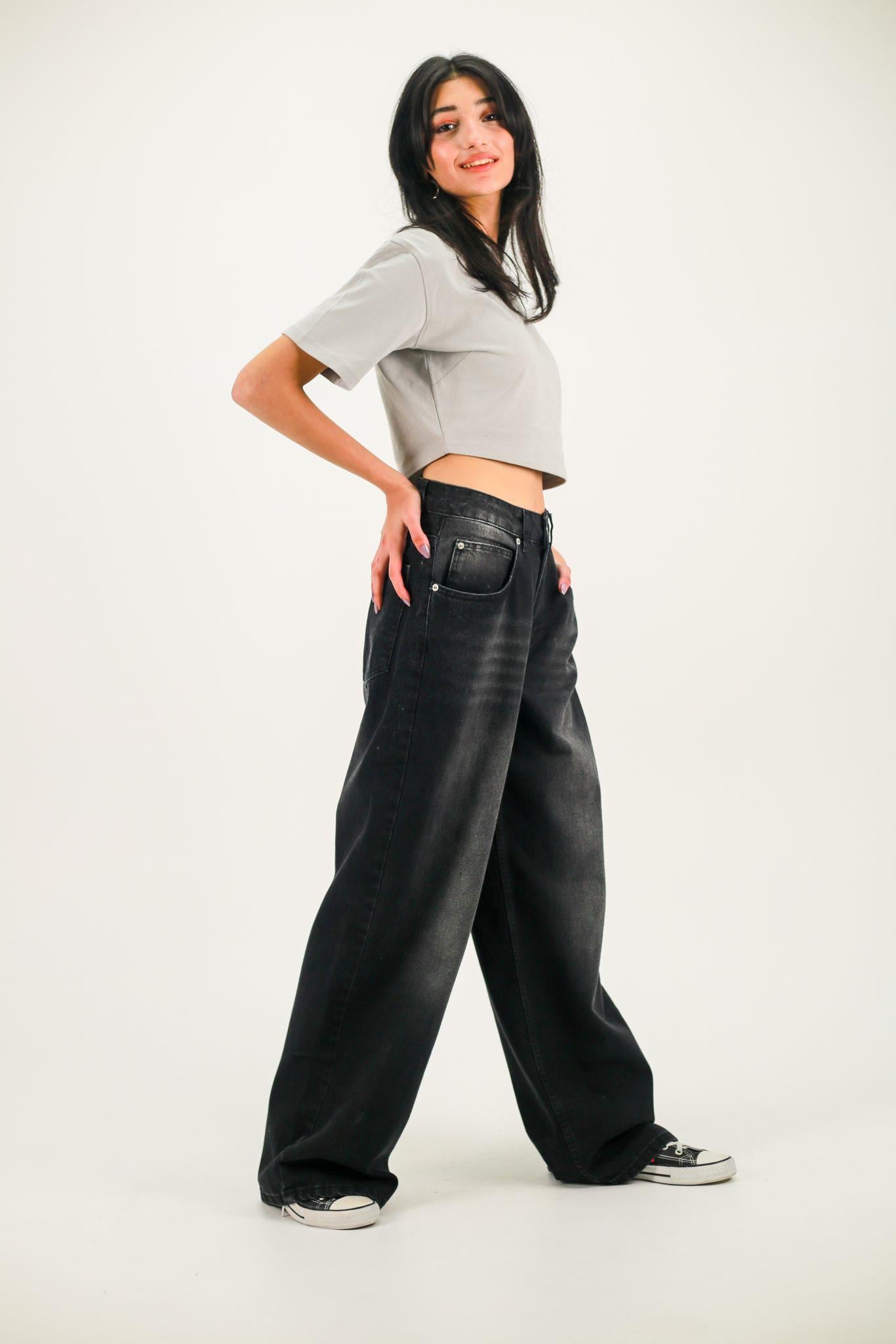 Y2k Extra Siyah Baggy Unisex Yıkamalı Pantolon