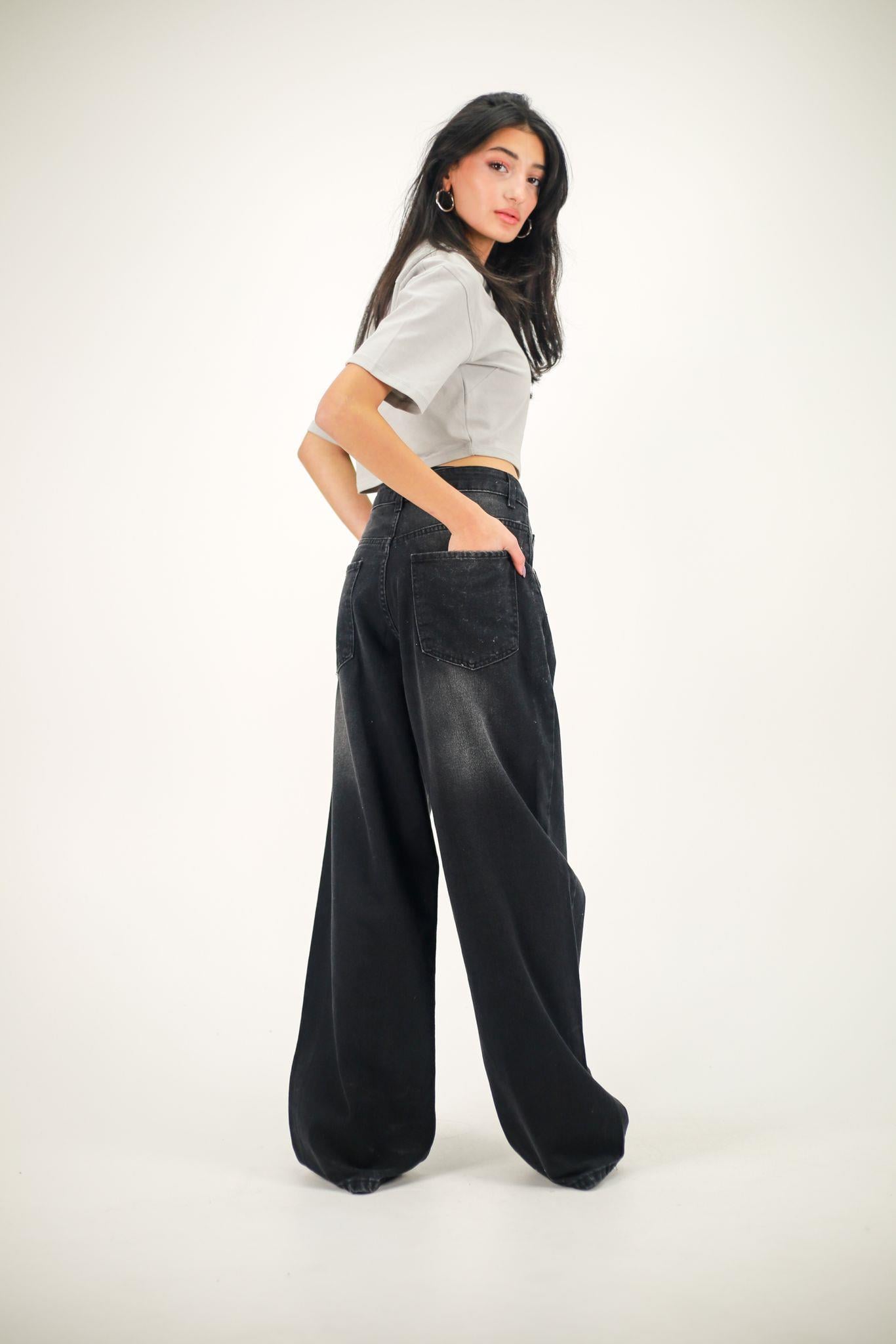 Y2k Extra Siyah Baggy Unisex Yıkamalı Pantolon
