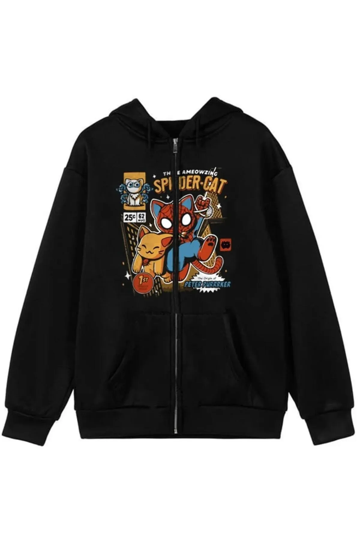 Y2k Harajuku Spider Cat Detail Oversize Hırka