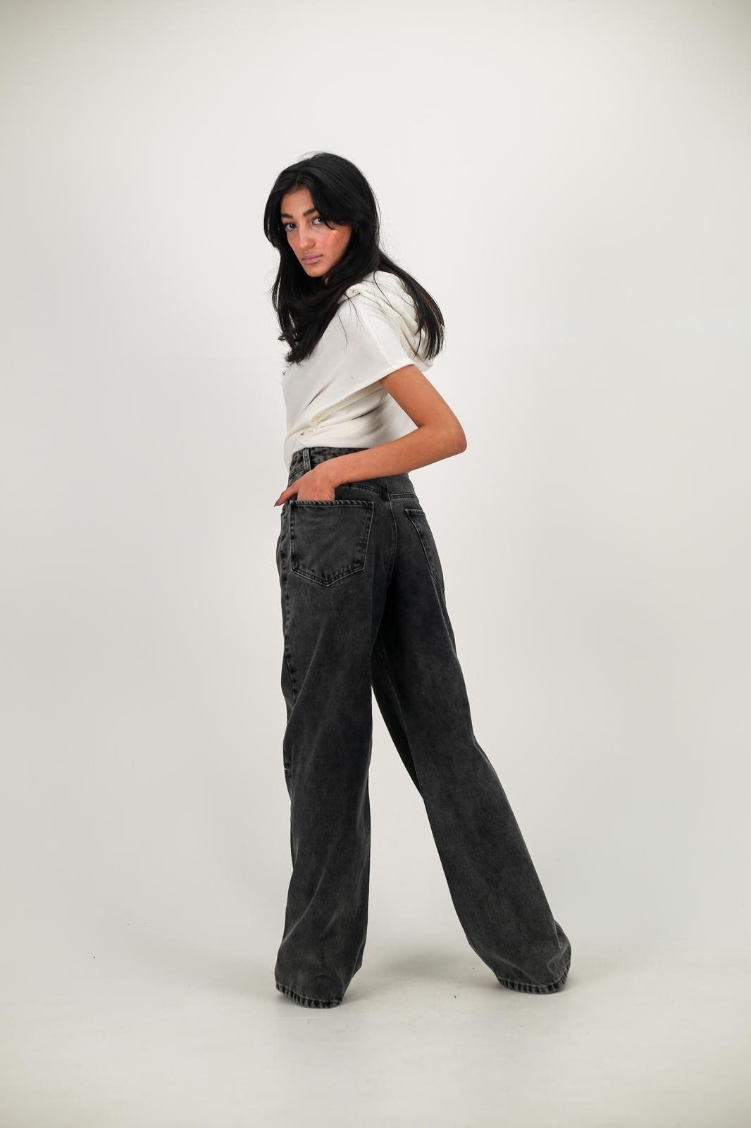 Y2k Siyah Baggy Unisex Yıkamalı Anime Baskılı Detail Pantolon