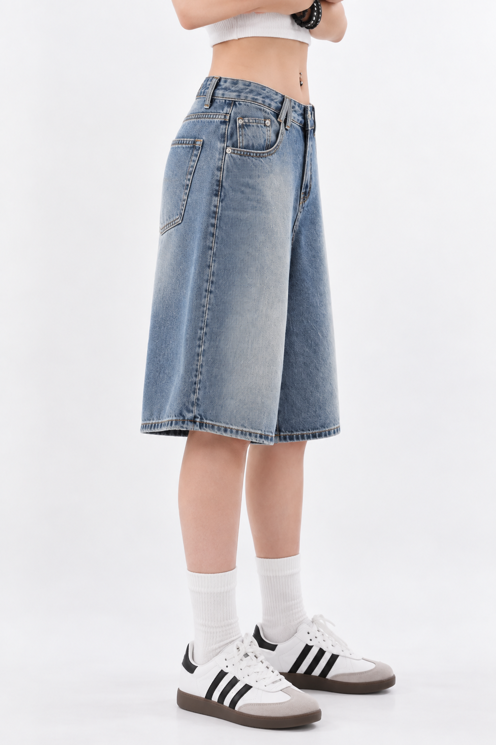 Y2k Trend Baggy Jean Şort Bermuda