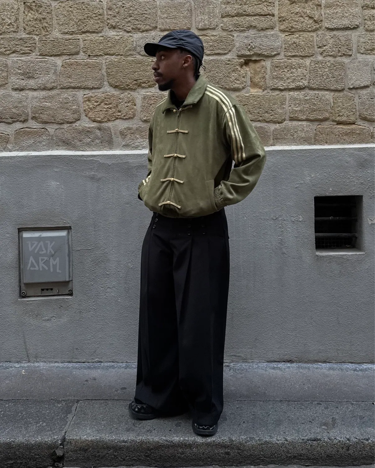 Y2k Üç Çizgili Koyu Yeşil Vintage Oversize Unisex Ceket (3 iplik)