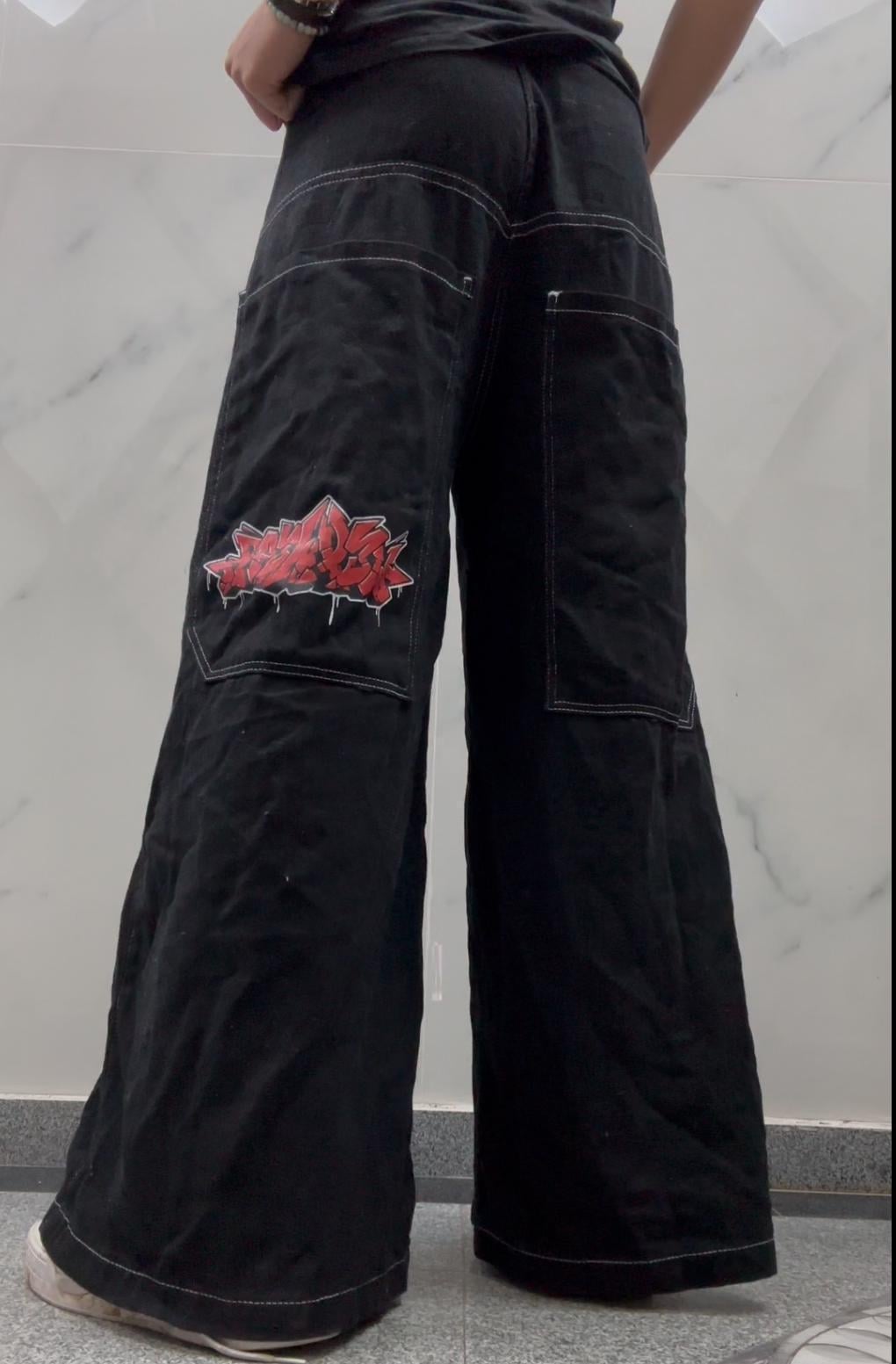 Y2k Vintage Graffiti Desenli Retro Baggy Unisex Jean
