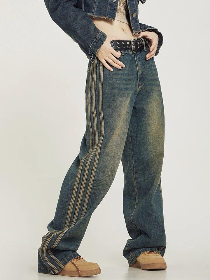 Y2k Vintage Line Detail Eskitme Pant