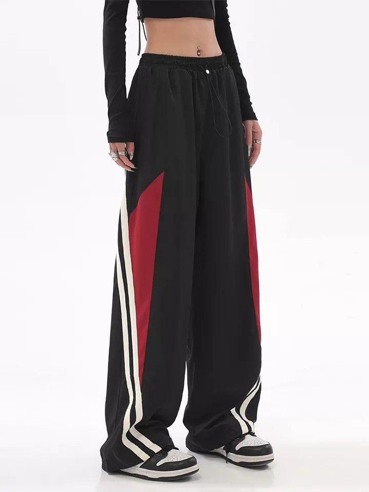 Y2k Wide Leg Line Detail Parachute Eşofman Altı
