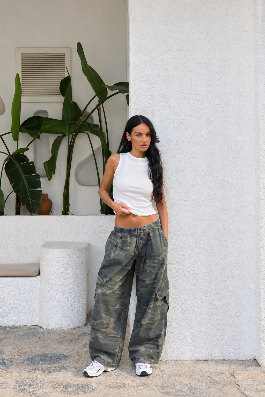 Yeşil Kamuflaj Kargo Cepli Baggy Unisex Pantolon