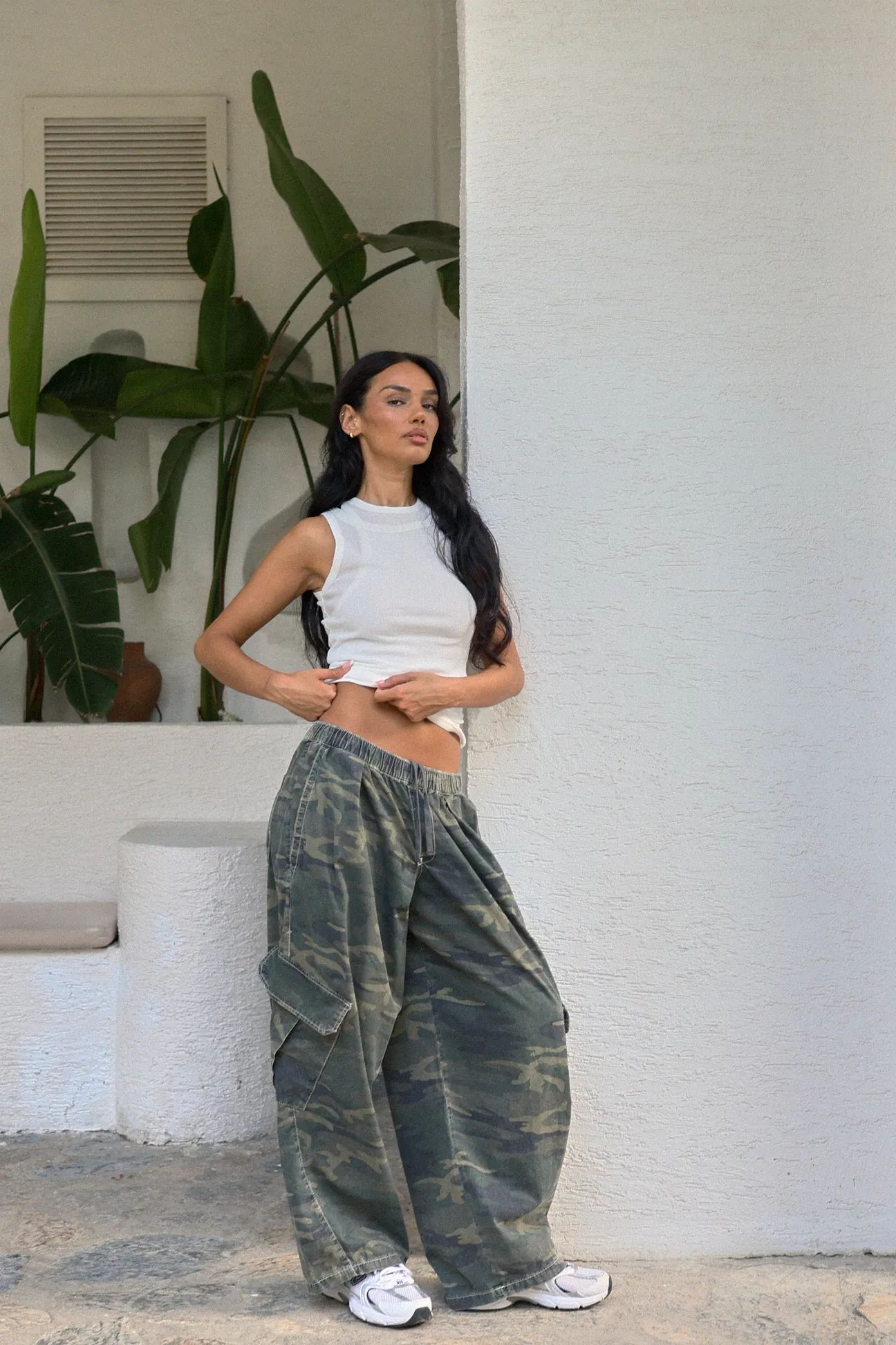 Yeşil Kamuflaj Kargo Cepli Baggy Unisex Pantolon