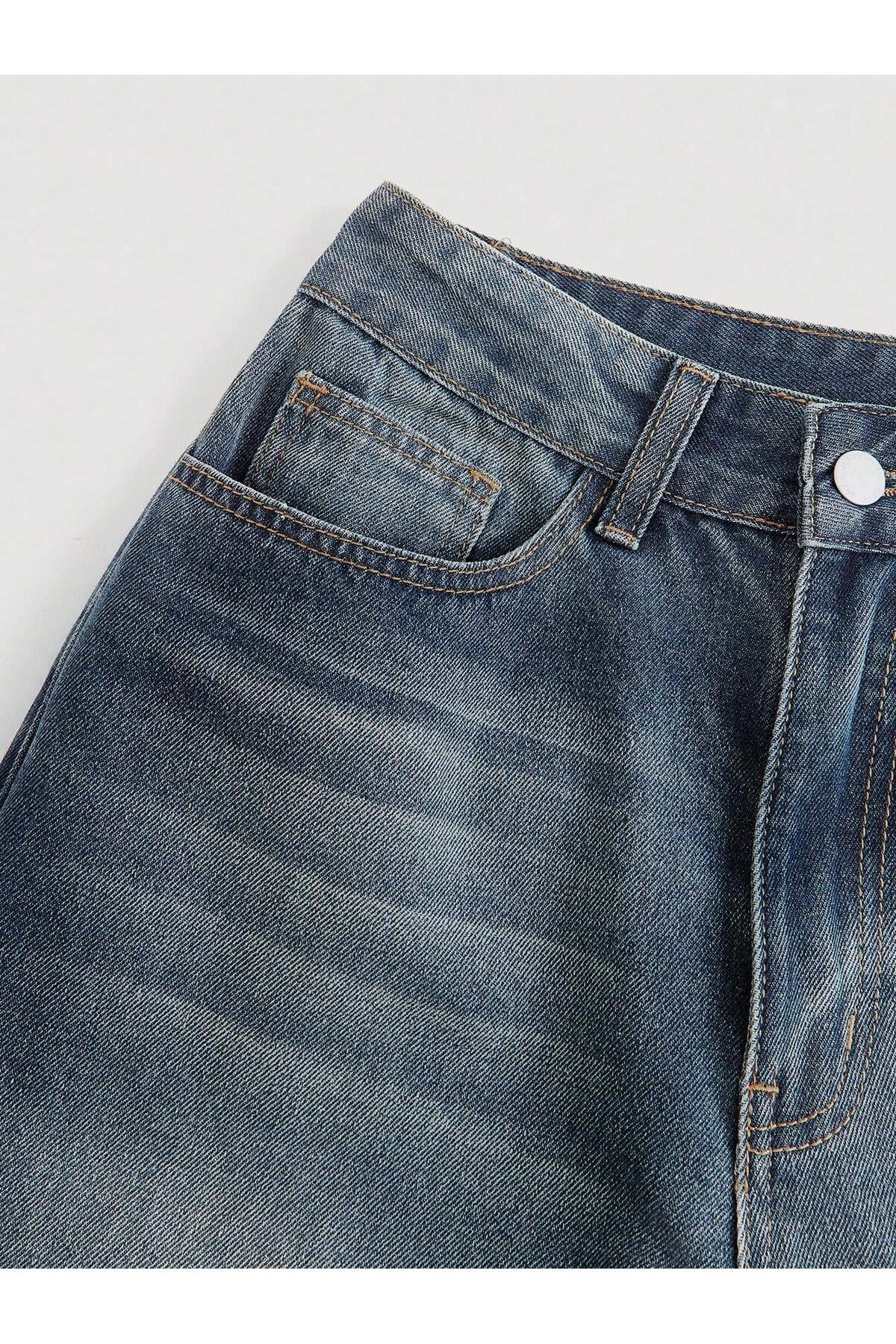 Yeşil Tint Baggy Salaş Cepli Bol Kesim Kot Pantolon