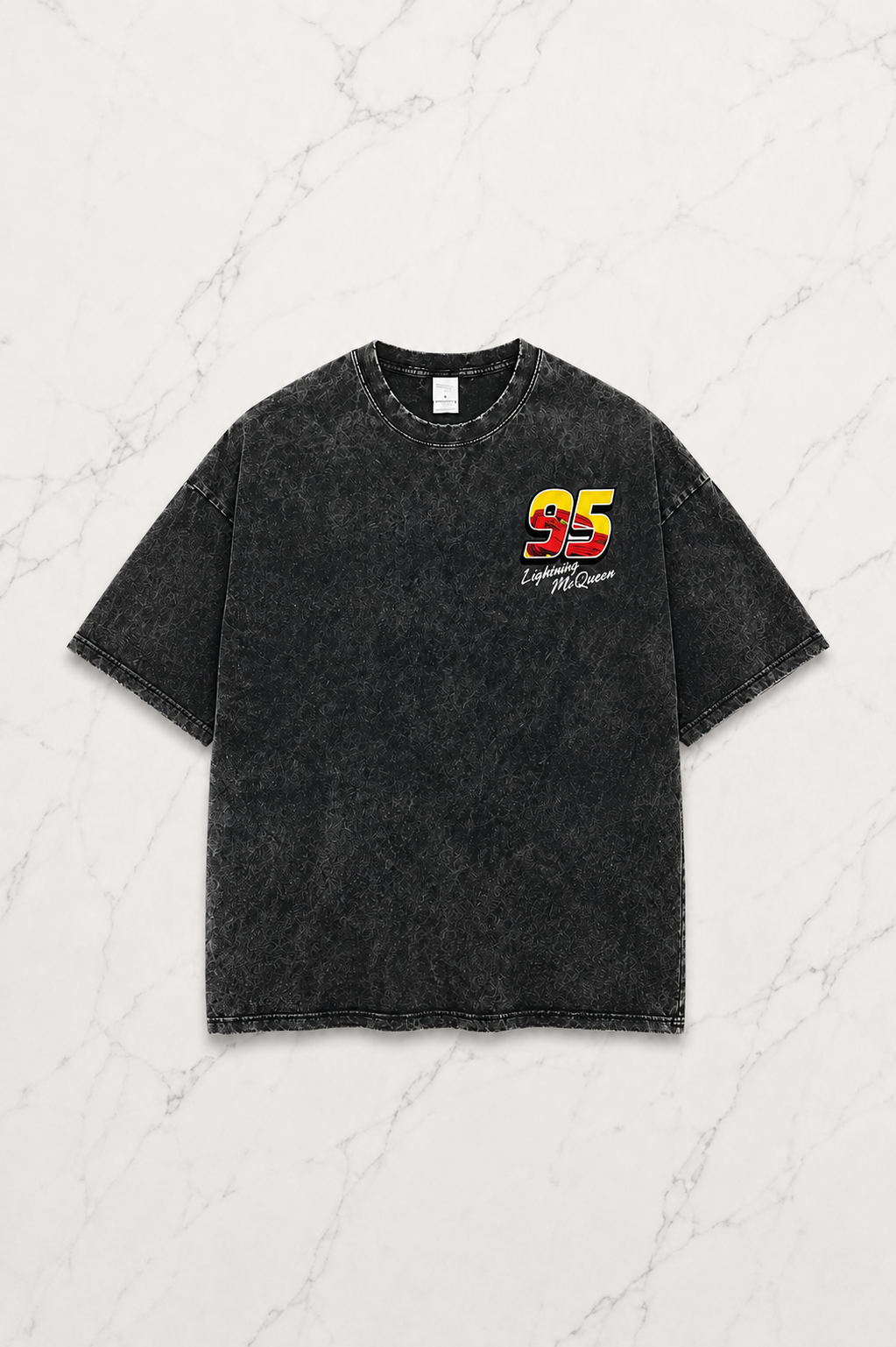 Yıkamalı McQueen Baskılı Unisex Oversize T-shirt