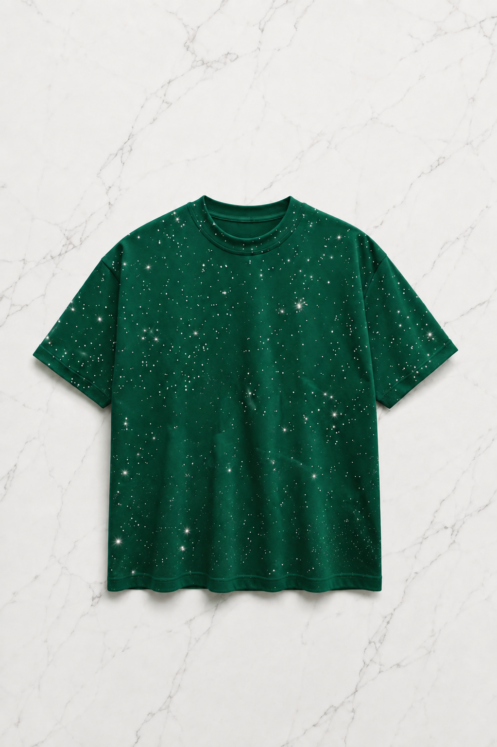 Zümrüt Shine Parıltılı Simli Oversize Unisex T-shirt