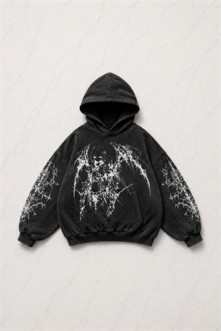  Siyah Warrior Dagger Woman Gothic Kapüşonlu Sweatshirt