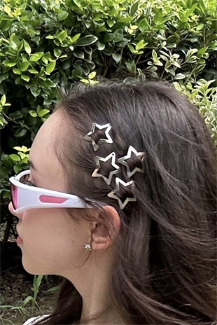 4lü Yıldız Çıt Çıt Toka Y2K Star Style