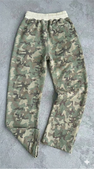 5 Star Yeşil Kamuflaj Nakışlı Baggy Unisex Eşofman Altı