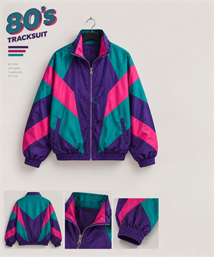 80s Vibe Colorblock Unisex Oversize Ceket