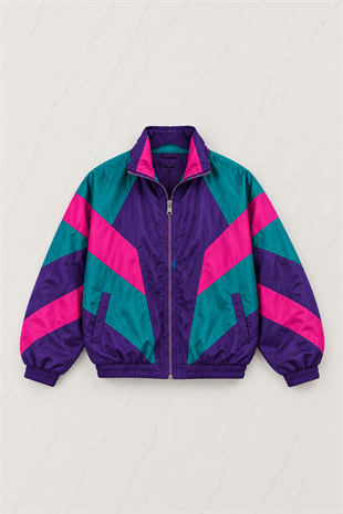 80s Vibe Colorblock Unisex Oversize Ceket