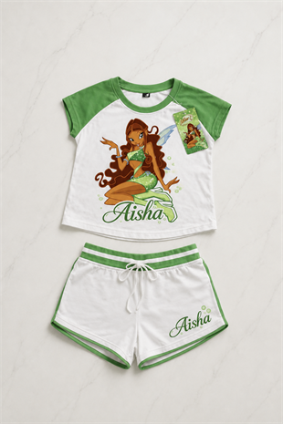 Aisha Yeşil Şort T-shirt Takım