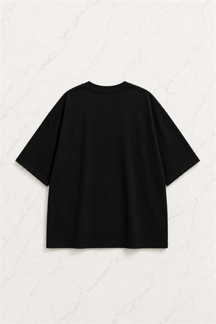 Angels Anime Oversize Unisex Siyah T-shirt