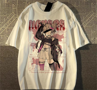 Anime Girl Detaylı Oversize Unisex Beyaz T-shirt