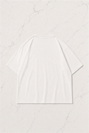 As You Wish Detaylı Oversize Unisex Beyaz T-shirt