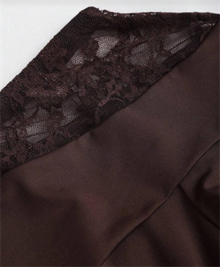 Asimetrik Lace Fırfırlı Lolita Elbise - Kahverengi