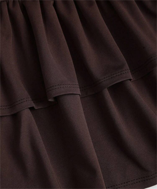 Asimetrik Lace Fırfırlı Lolita Elbise - Kahverengi