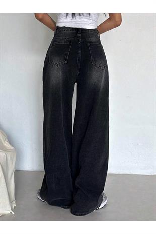 BAGGY SİYAH RETRO YIKAMALI JEAN PANTOLON