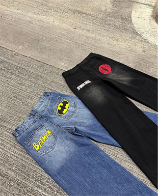 Batman - Spider-Man Detail Baggy Unisex Jean